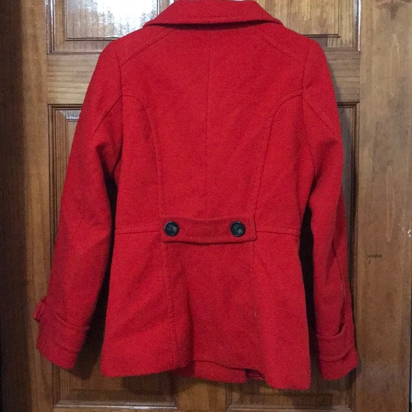 RED H&M PEA COAT - Picture 7 of 8